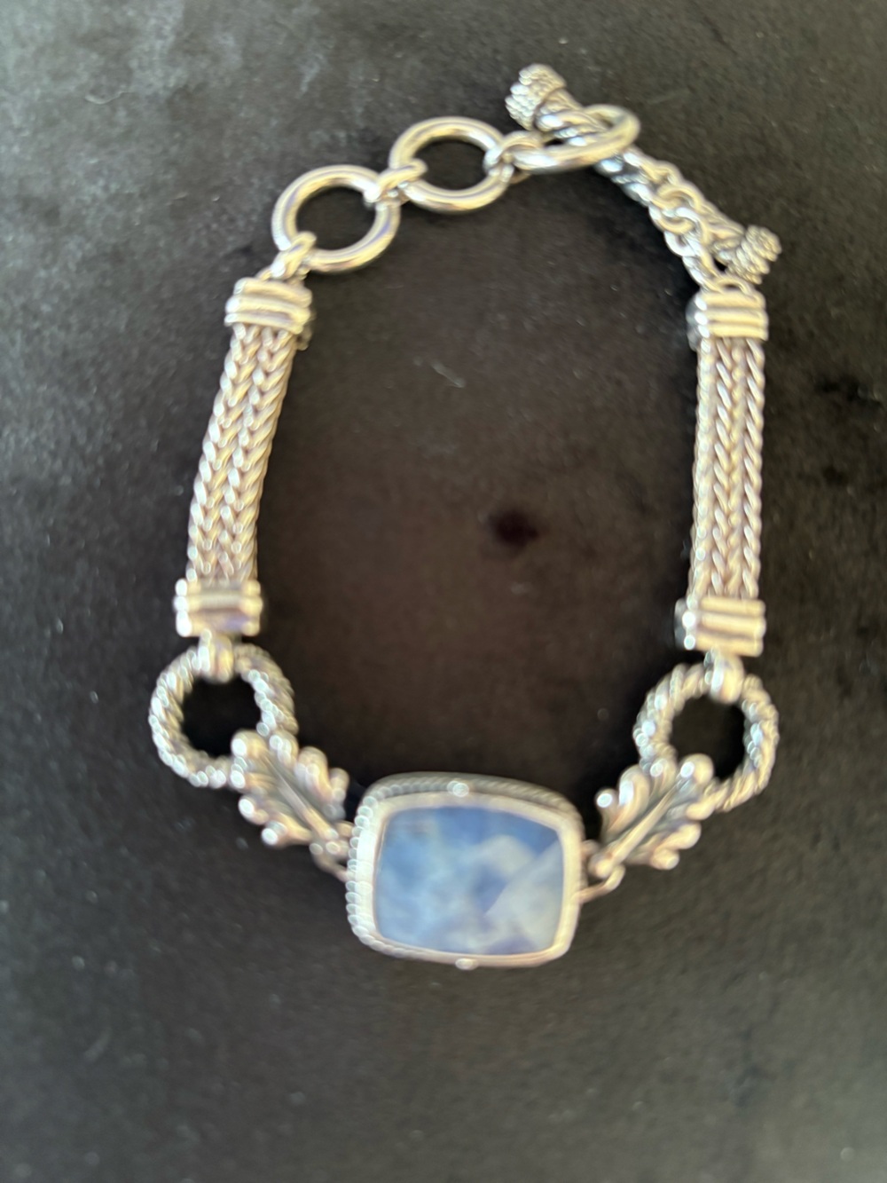 LORI BONN  Sterling Silver Blue Stone Vintage Bracelet - Elegant Women's Jewelry